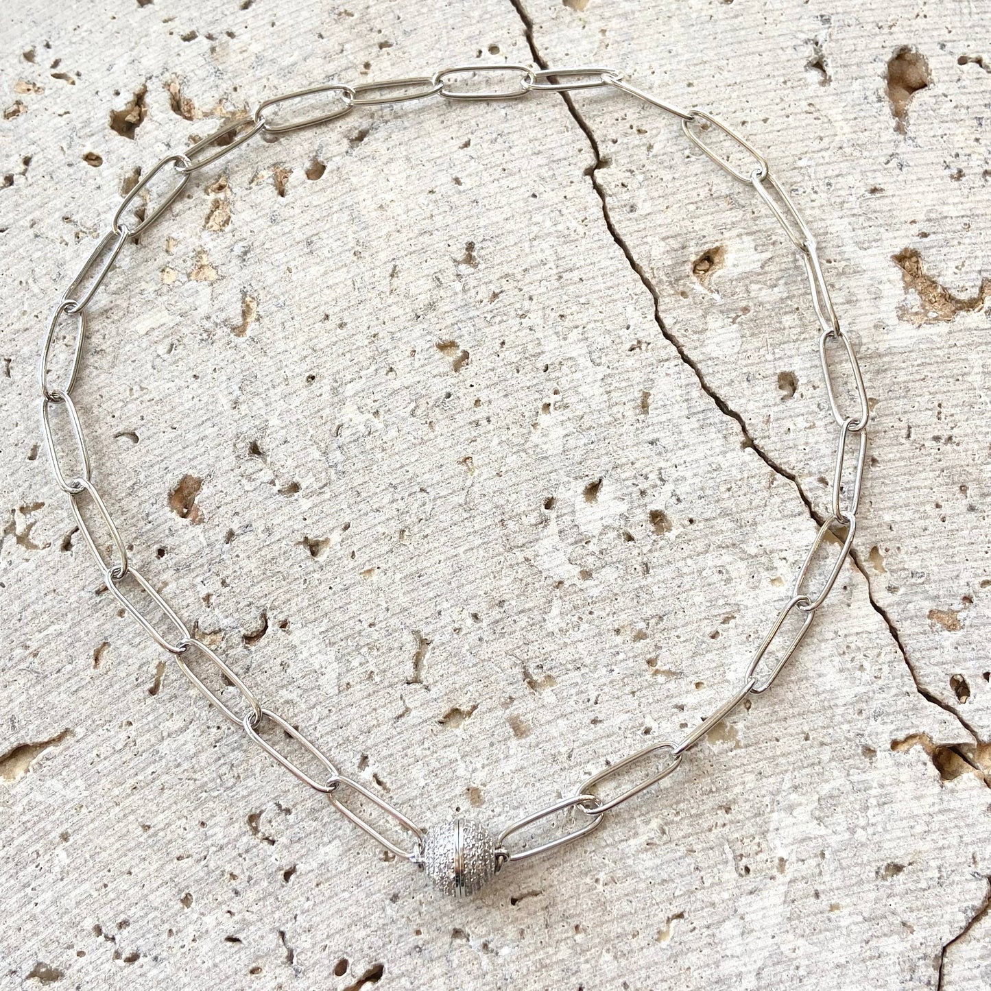 Magnetic paperclip chain  boutique jewelry salon necklace