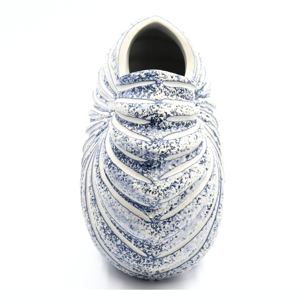 Handcrafted Blue White Shell Porcelain Vase 5.75"