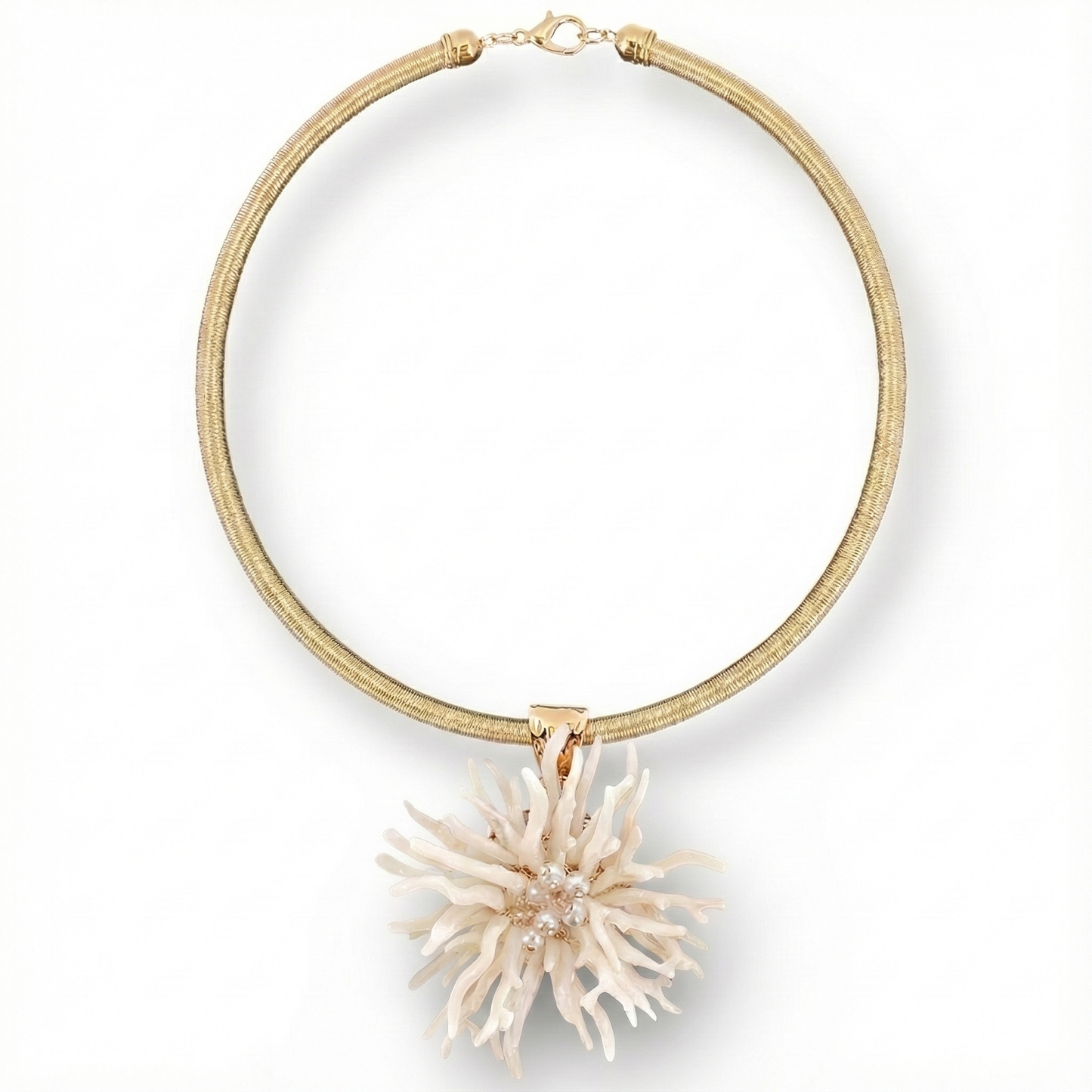 Coral Flower Collar Necklace | Handmade Statement Jewelry