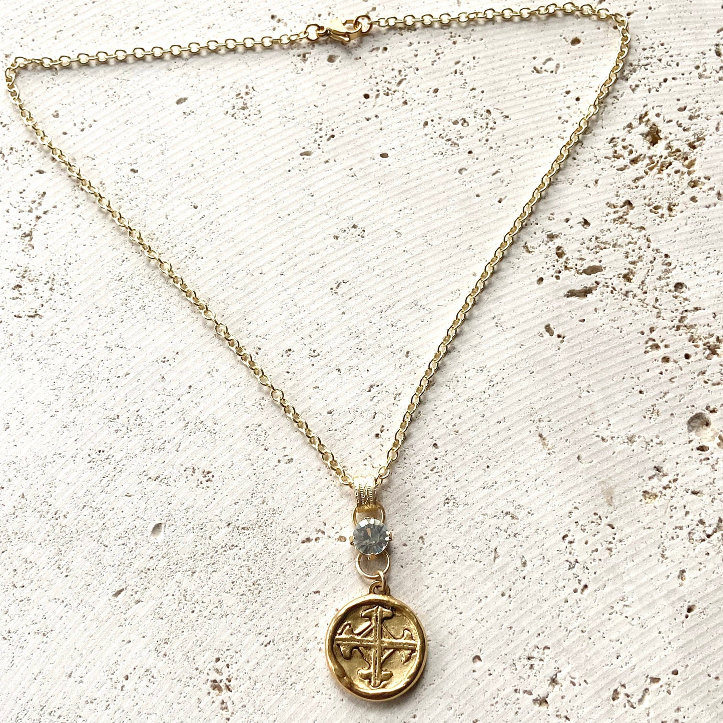 Cross bee serenity cross jewelry  French jewelry  stone