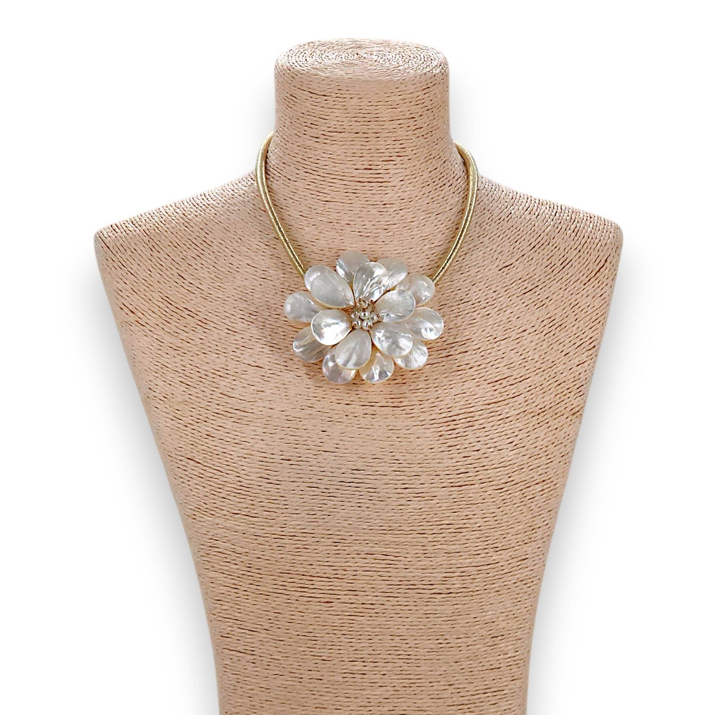 Coastal Pearl Shell Flower Necklace | Fall Statement Jewelry