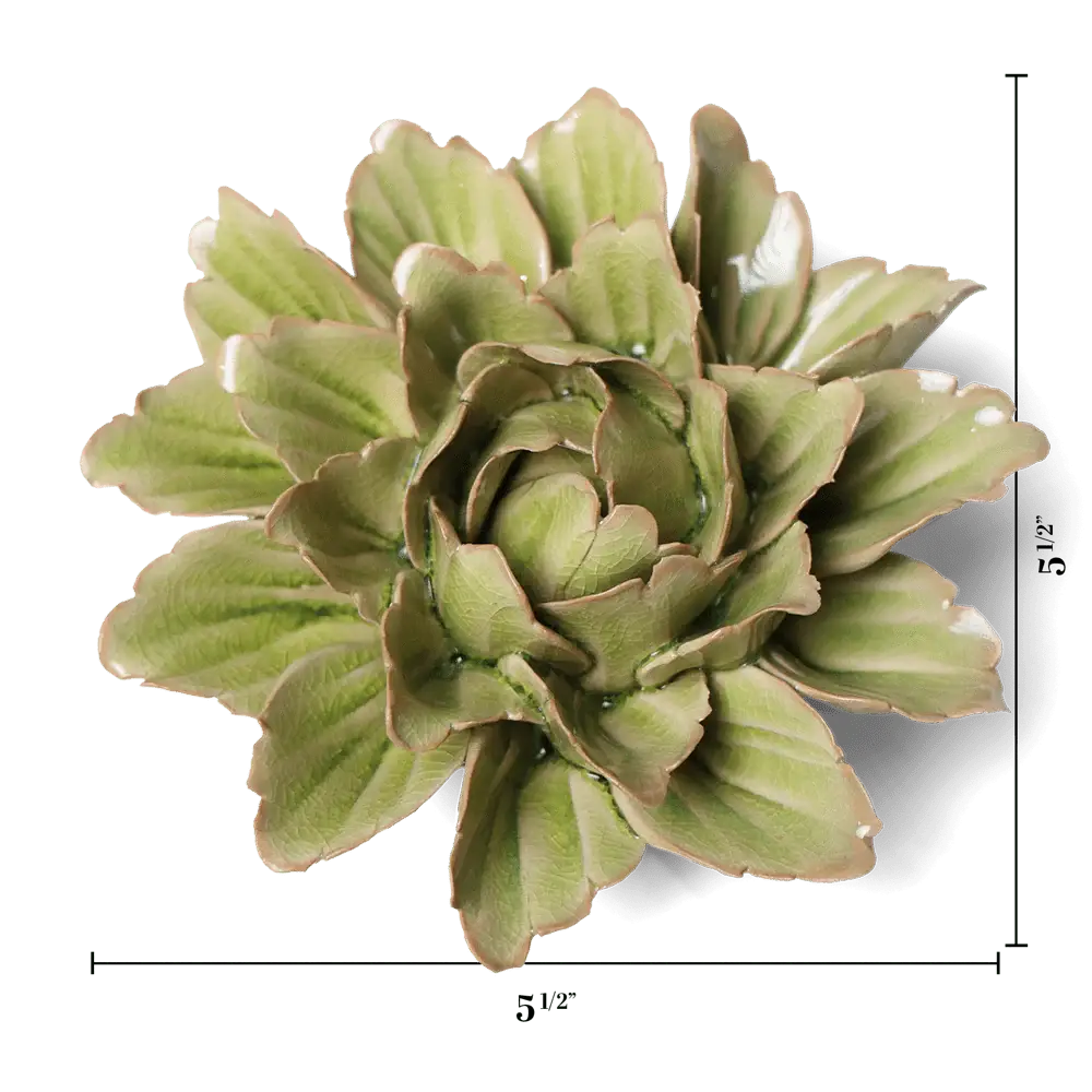 Peridot Sorbet Peony Ceramic Flowers - Boho Gift Decor