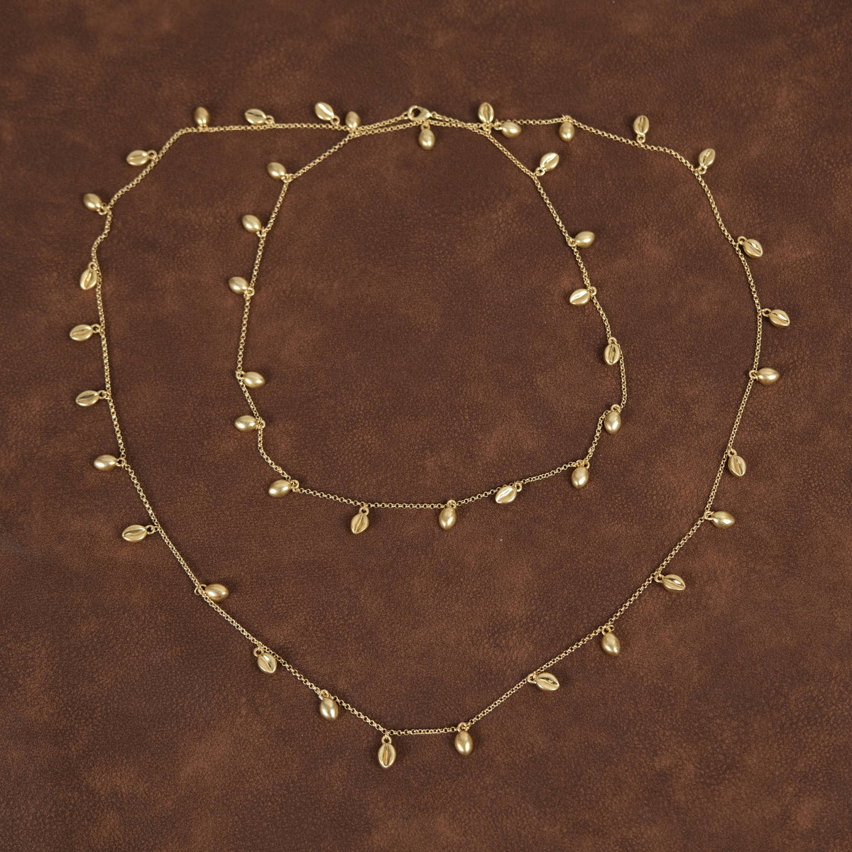 Vintage Gold Plated Wheat Grains 54 inches Sweater Necklace