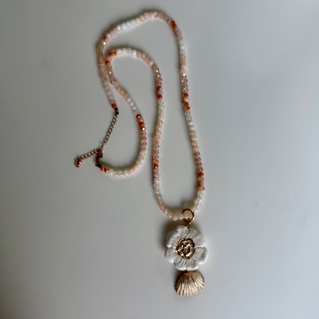 Peach and Pink Gemstone Necklace by Gail Williams