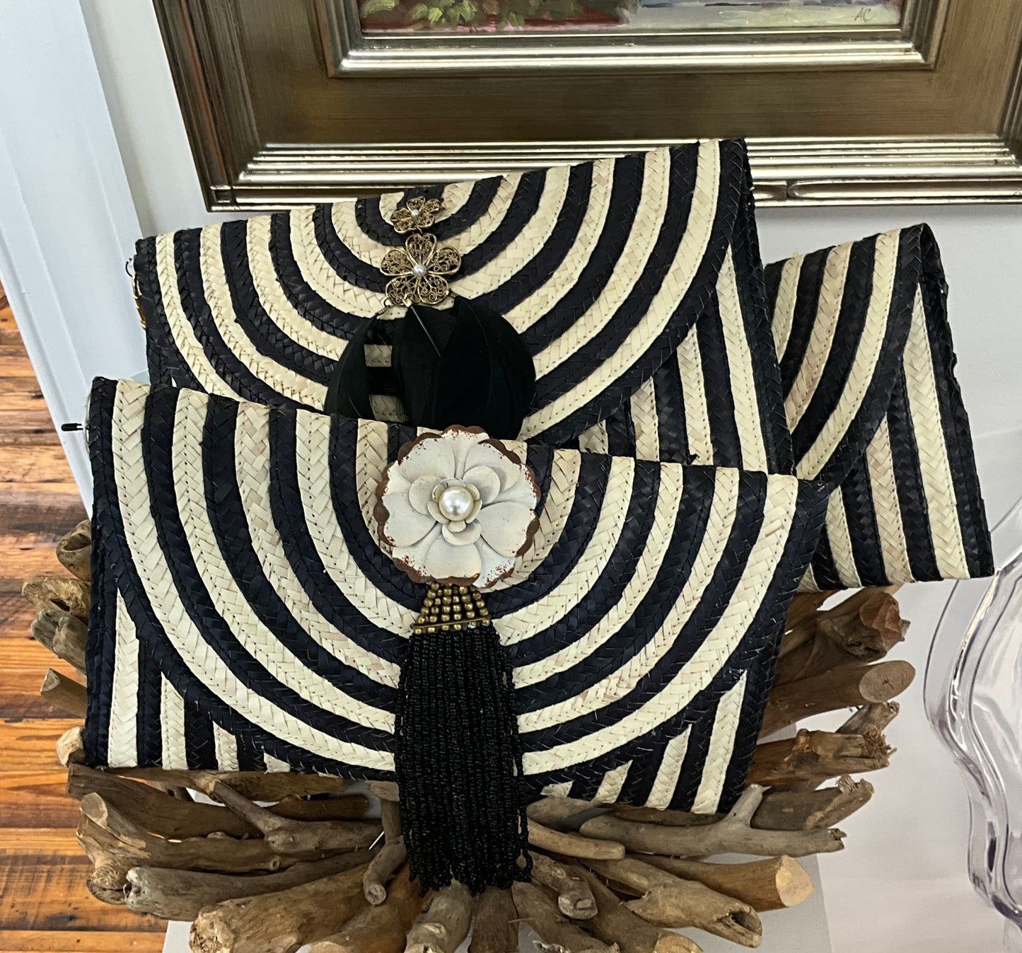 Rattan Clutch Purse Embellished