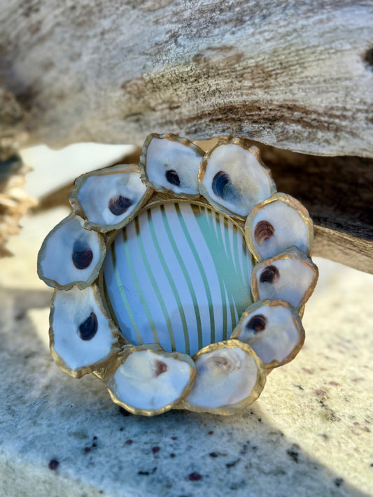 Oyster Shell Round Picture Frame  by Allyson Gray Edwards