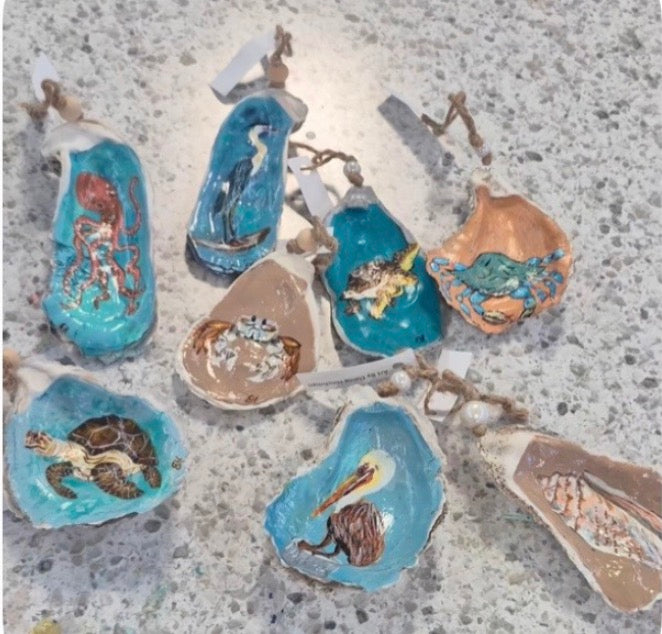 HAND PAINTED OYSTERS by Elaine Hinchman