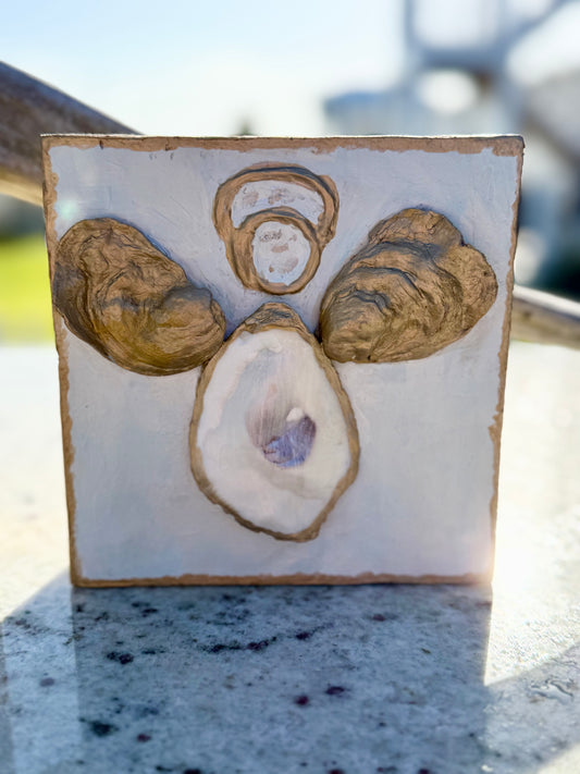 Oyster Angel Wood Plaque by Allyson Gray Edwards