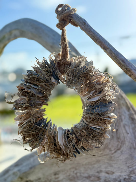Oyster Shell Wreath with Moss by Allyson Gray Edwards