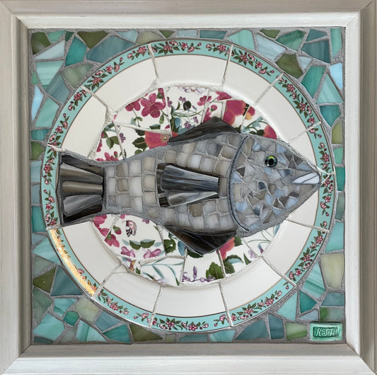 “Aqua Fish Plate” by Kelsie Hornby