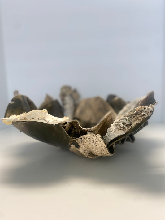 Ceramic Organic Wave Bowl With Shells by Gail Williams