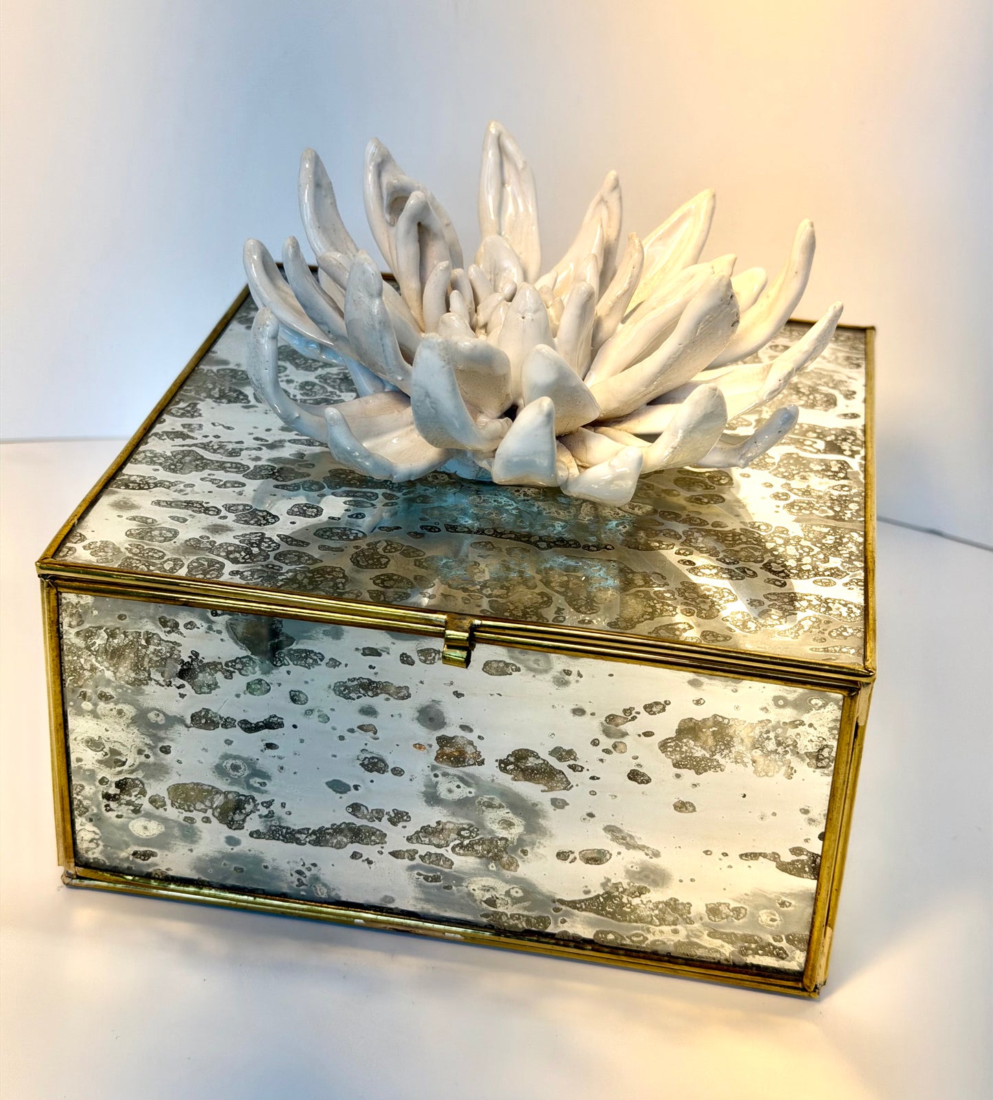 Mirrored Box with Ceramic Dalia by Gail Williams