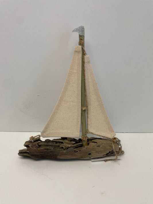 Driftwood Sailboat “River Randy” by Elaine Hinchman