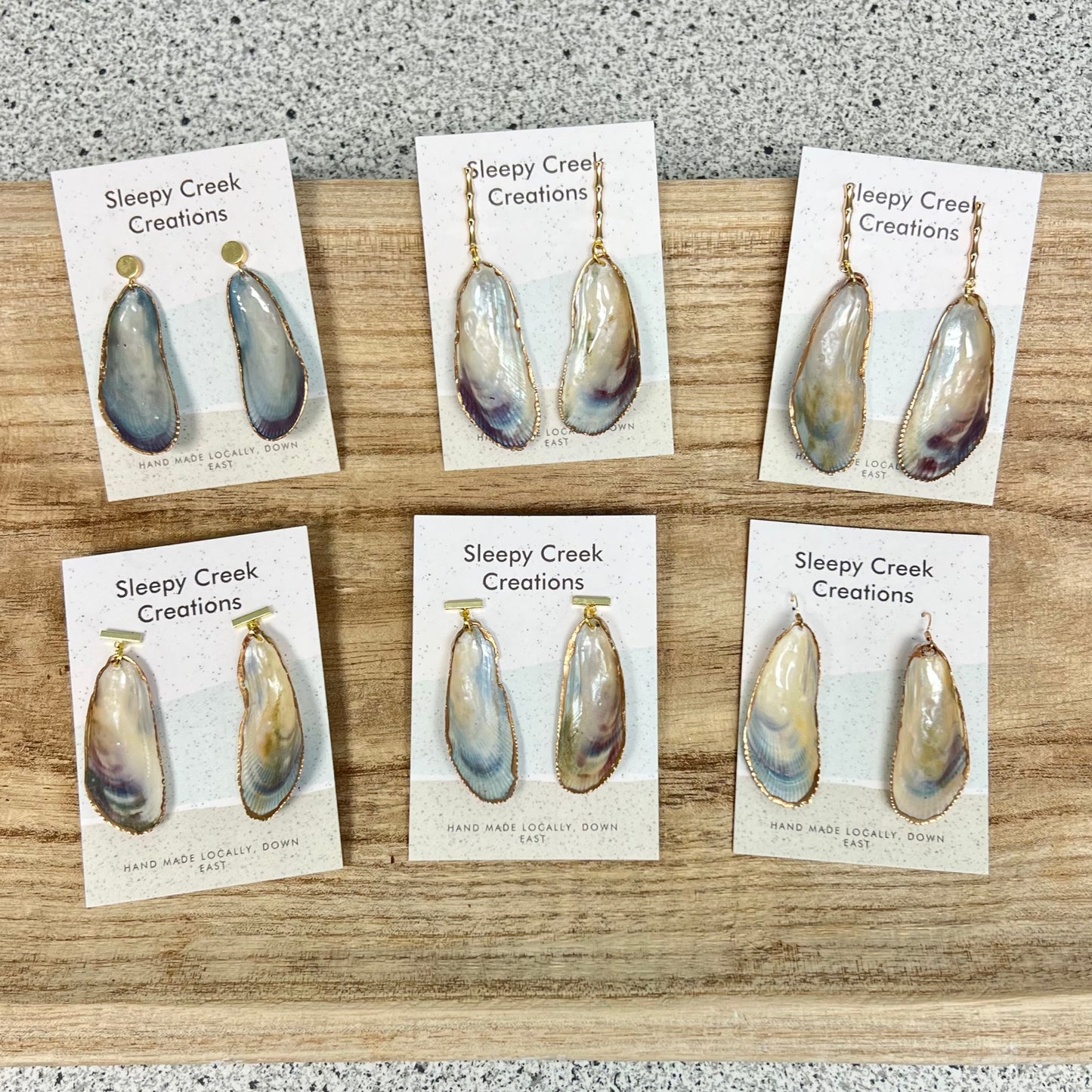 Simple Local Mussel Earrings by Tina Curren