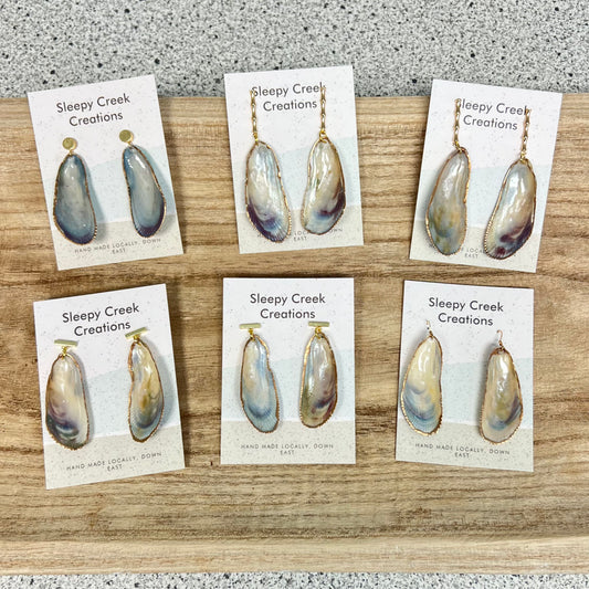 Simple Local Mussel Earrings by Tina Curren