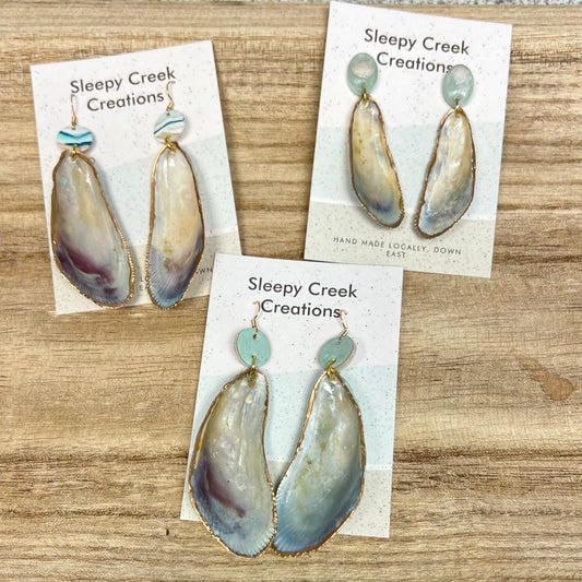Fancy Local Mussel Earrings by Tina Curren
