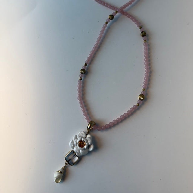Pink Beaded Necklace by Gail Williams