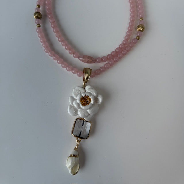 Pink Beaded Necklace by Gail Williams