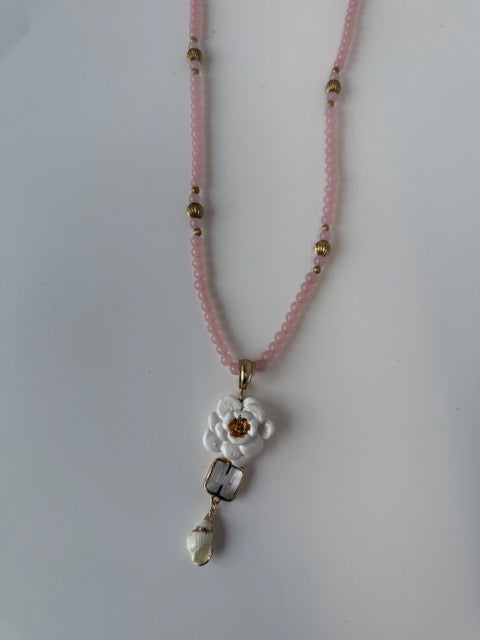 Pink Beaded Necklace by Gail Williams