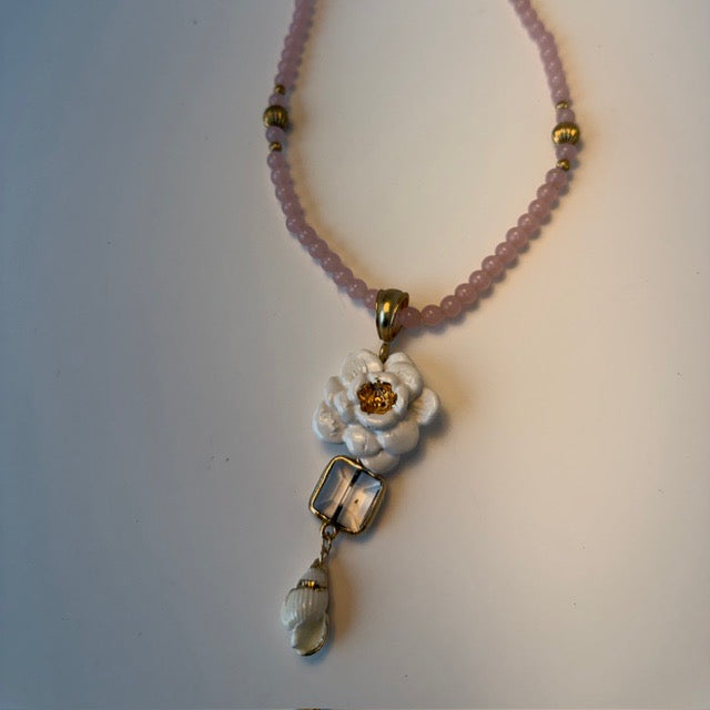 Pink Beaded Necklace by Gail Williams