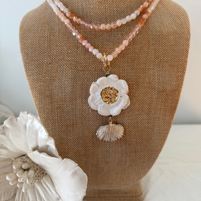 Peach and Pink Gemstone Necklace by Gail Williams