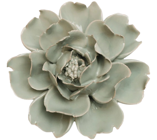 Pistachio Green Rose Ceramic Wall Flower