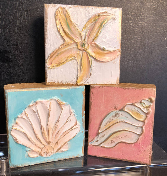 Coastal minis handmade painted beach nautical seashell