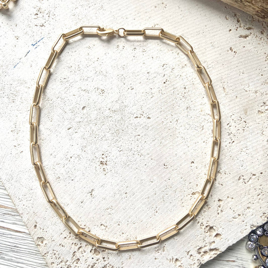 Simple layering matte gold paperclip chain trendy boutique