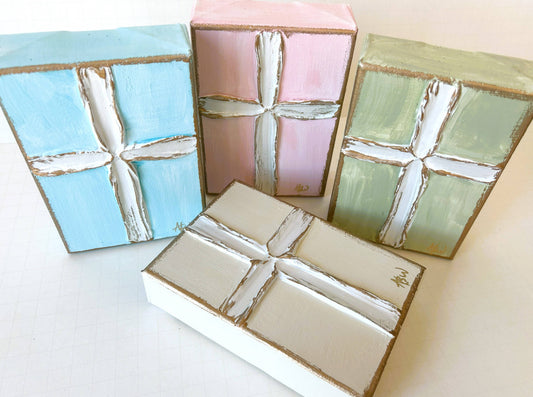 Pearl Cross |  nursery wedding mothers day easter: Cream / 4x6 wood block