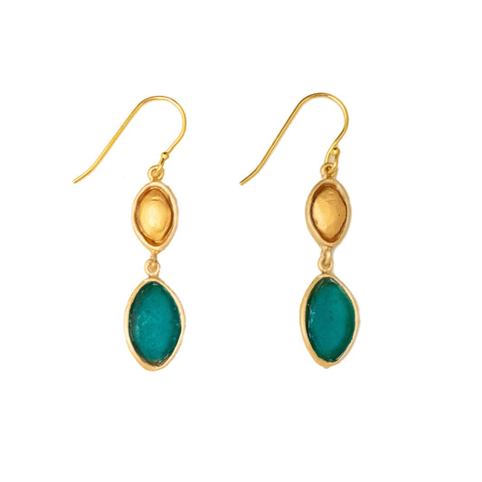 Peacock 2 Drop Earrings - Peacock Blue