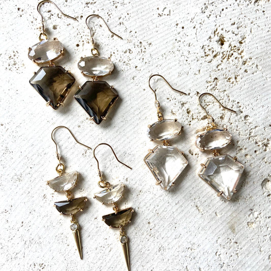 Fall Gemstone Drop Statement Earrings – Mixed Crystal Styles