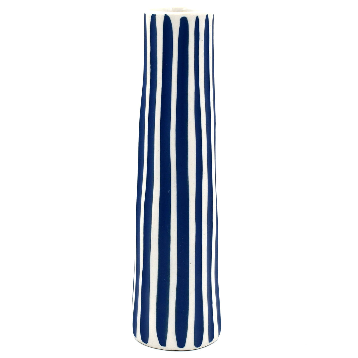 Handcrafted Blue White Striped Porcelain Vase