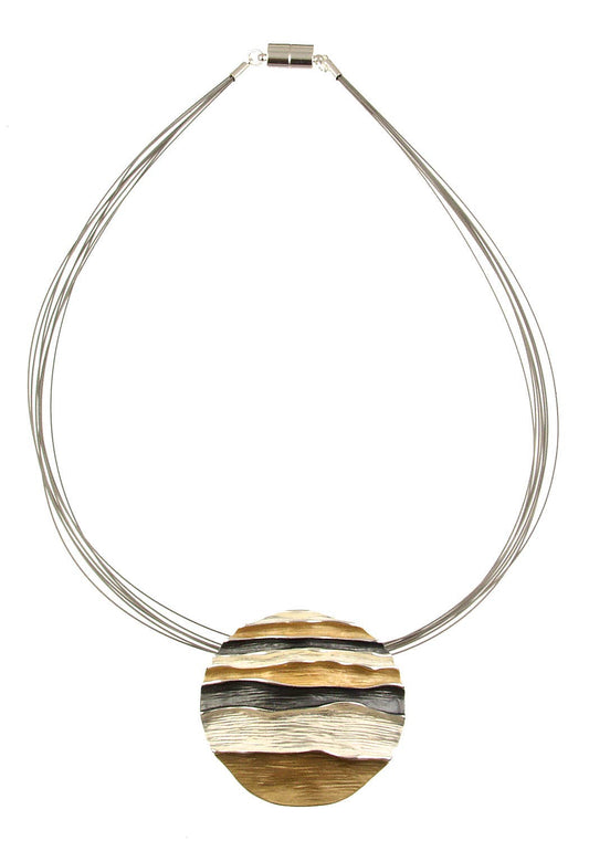 Ocean Waves Round Pendant Necklace