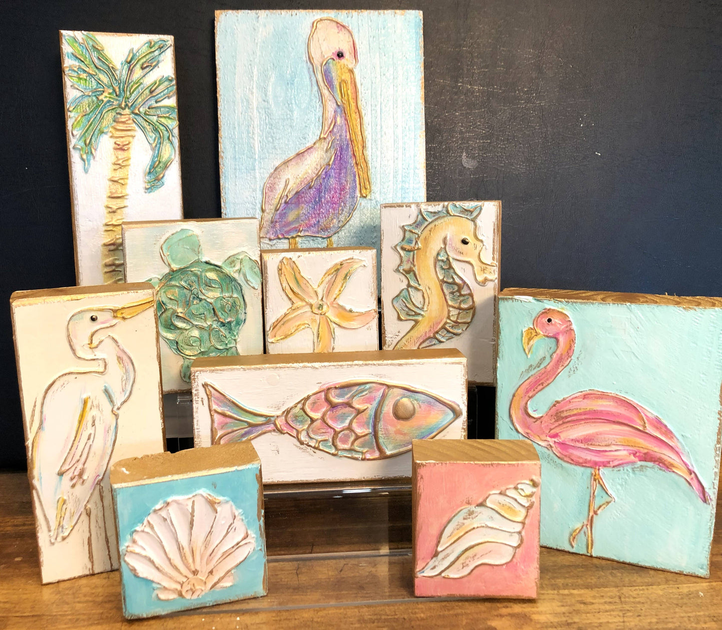 Seahorse handmade painted coastal beach nautical