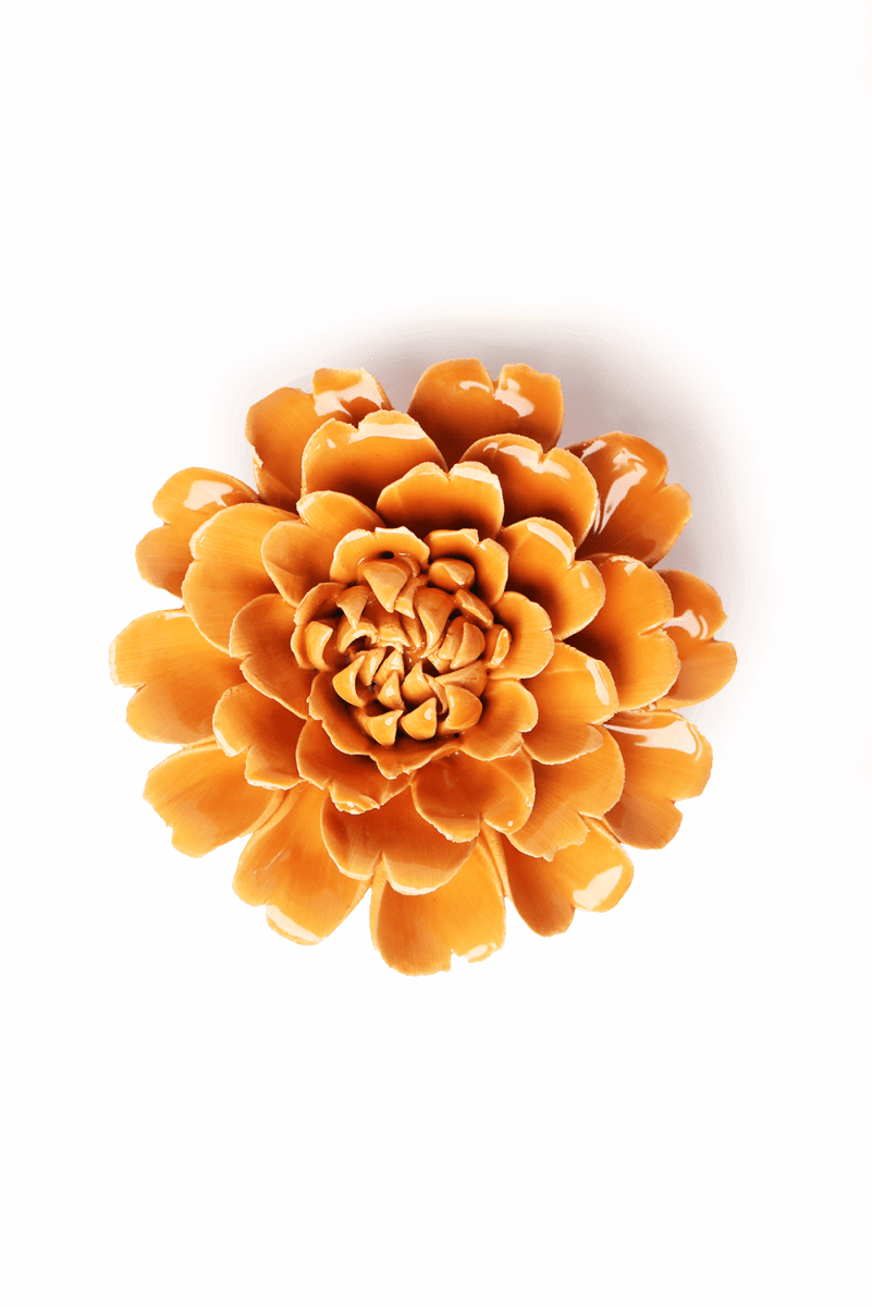 Orange Fiesta Marigold Fall Decor Ceramic Flower