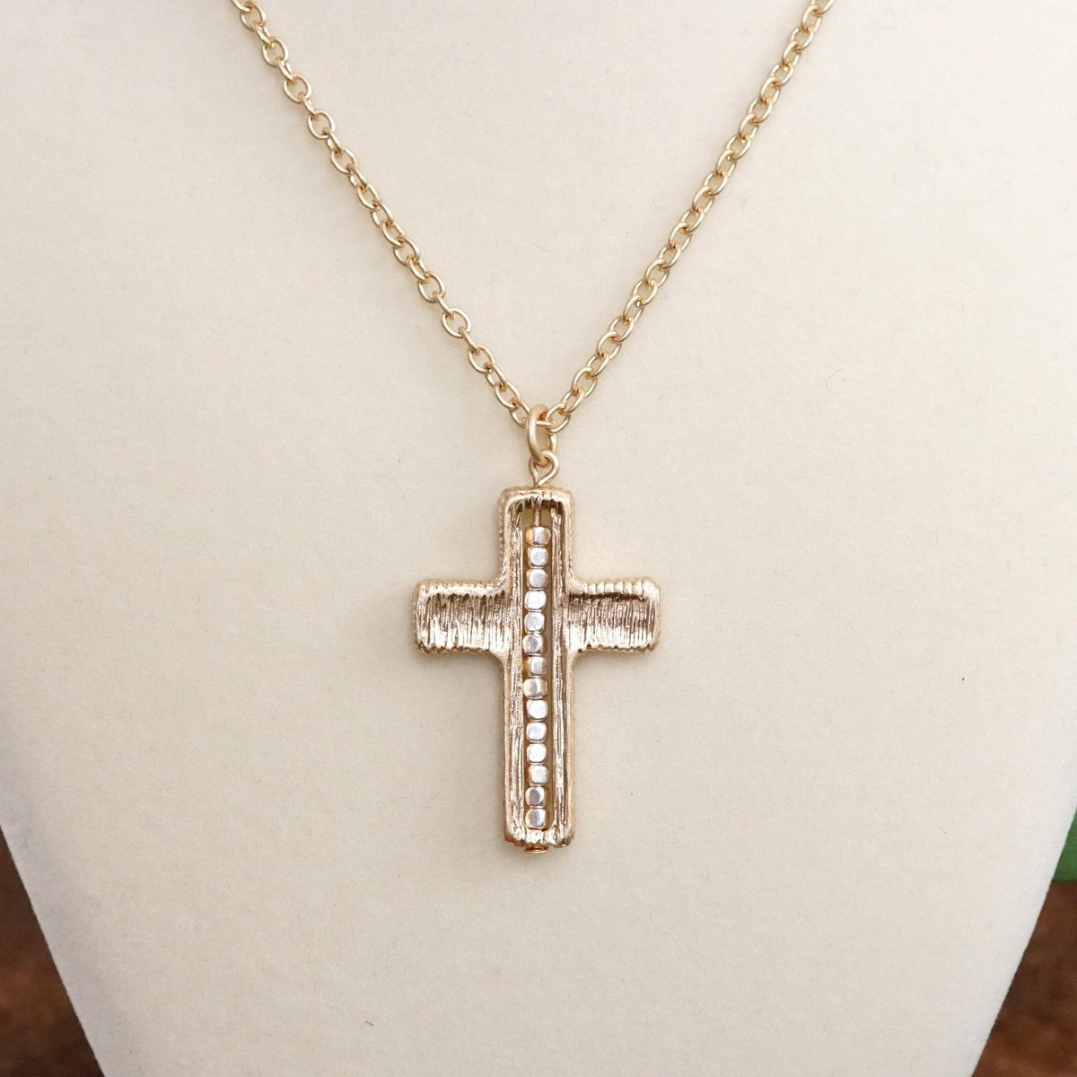 Minimalist Cross Dainty Chain Necklace – Worn Gold or Silver Tone
