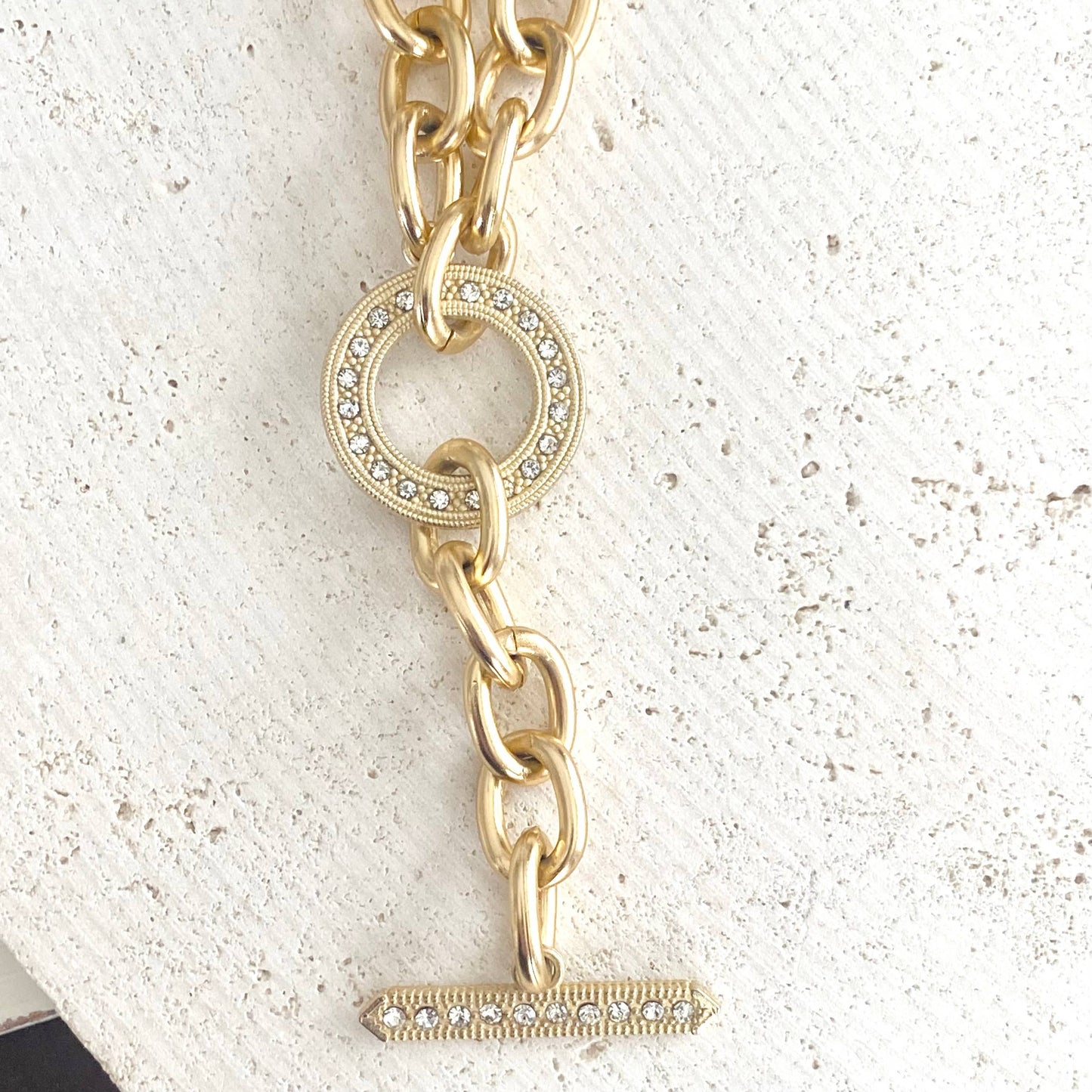 Chunky Y chain matte gold necklace non tarnishing jewerly 