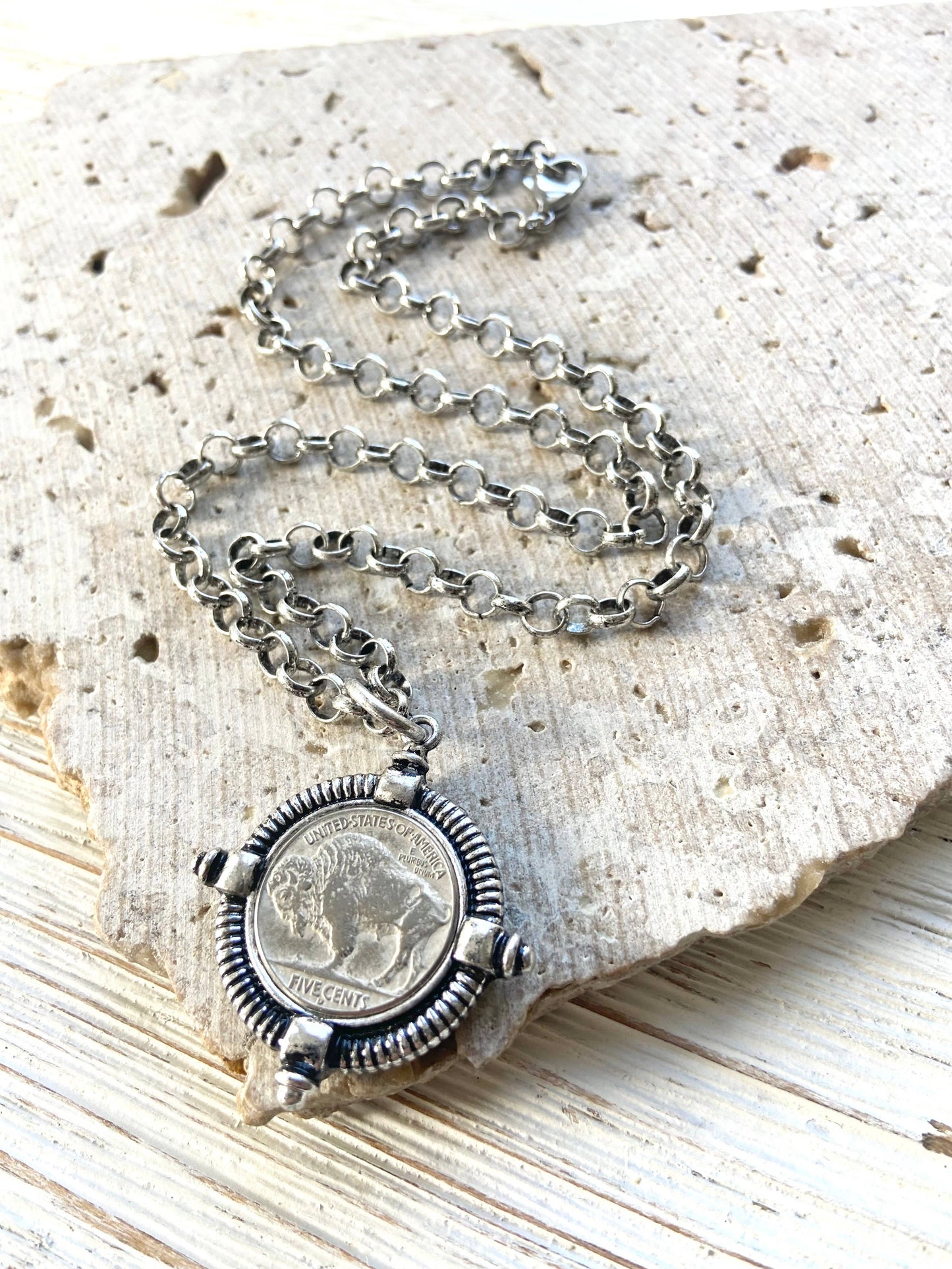 Buffalo coin necklace  Montana Colorado Idaho jewlery