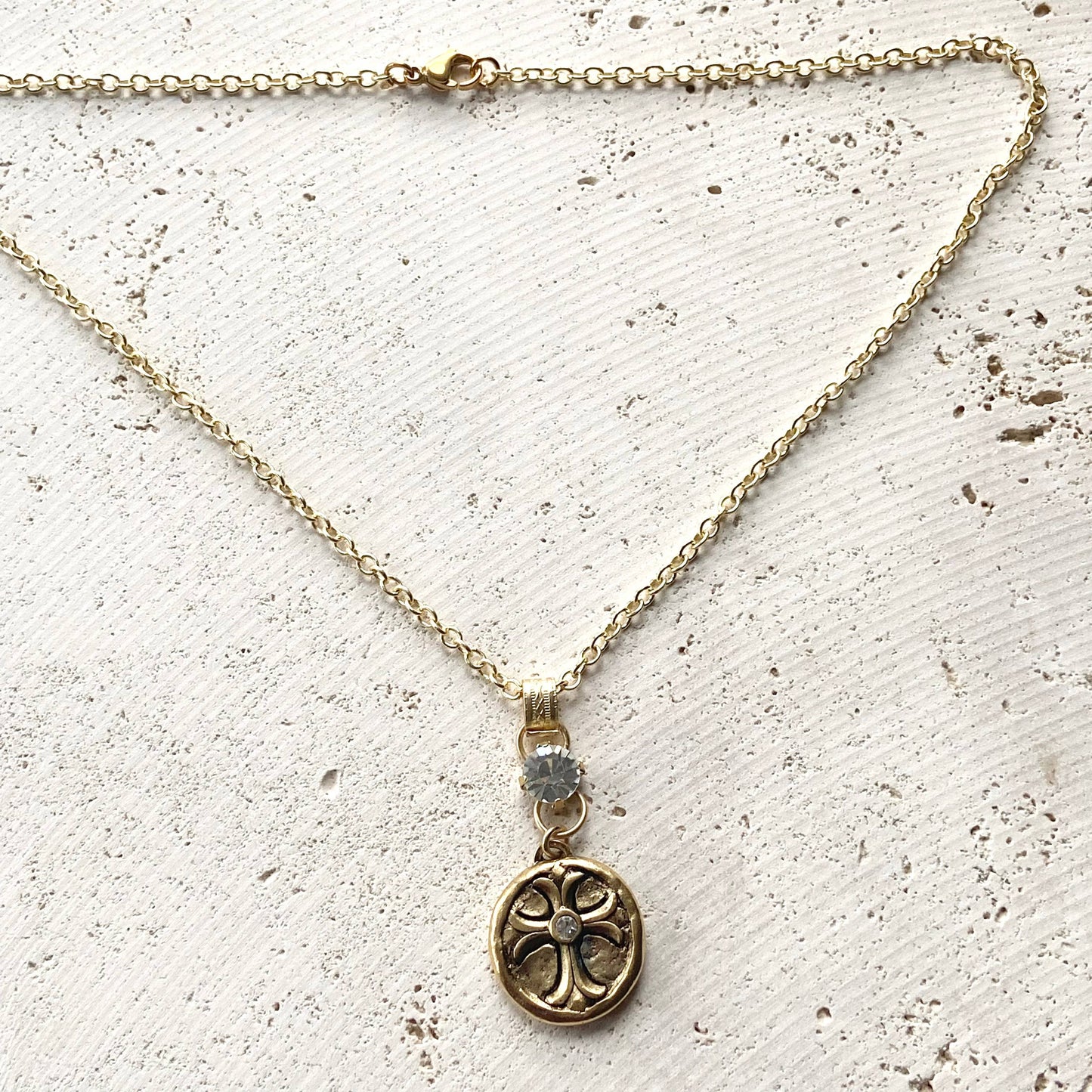 Cross bee serenity cross jewelry  French jewelry  stone