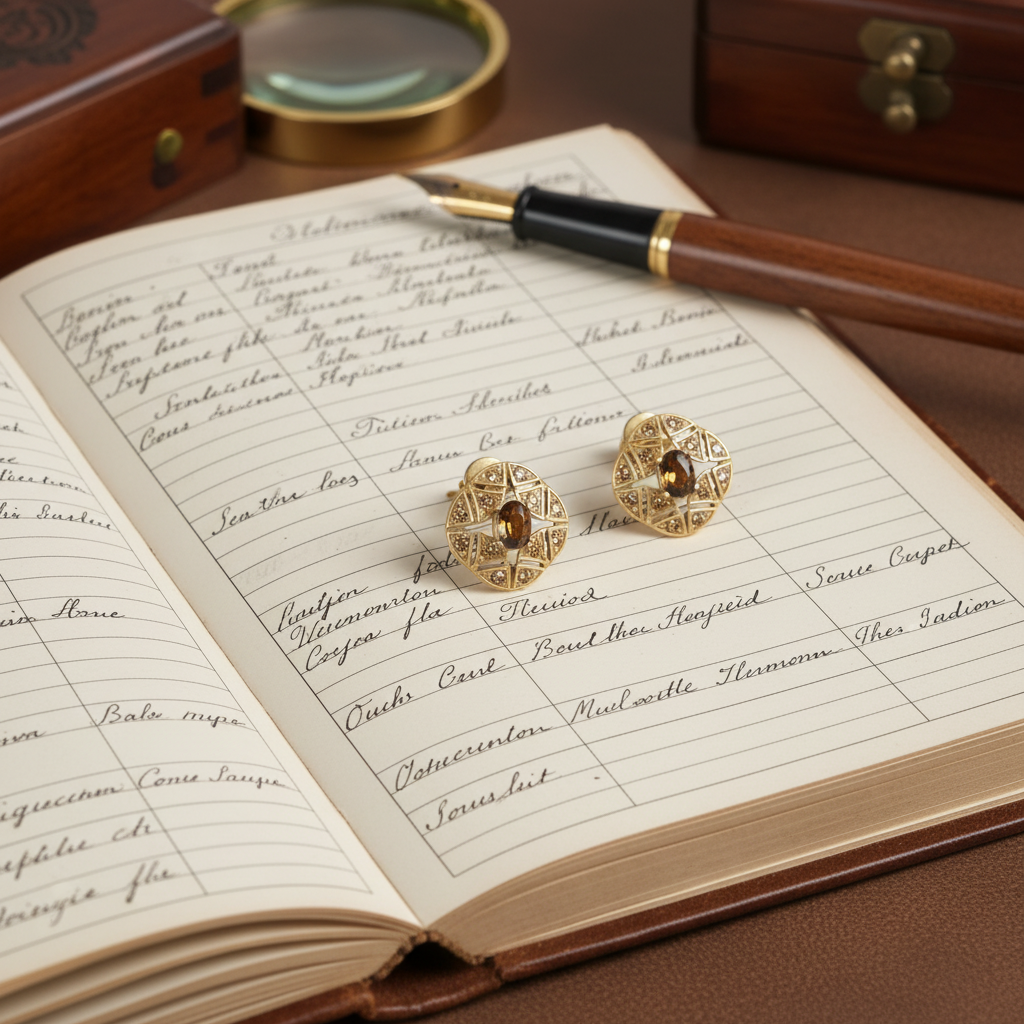 Vintage 18K Gold Plated Hollow Caramel Crystals Earrings