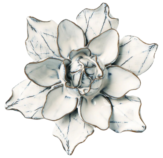 Blue White Columbine Ceramic Wall Flower