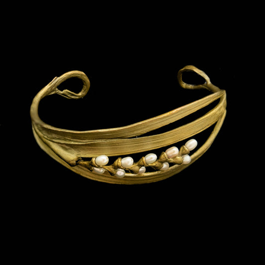 Bronze Rice Cuff Bracelet with Freshwater Pearls