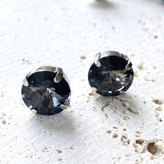 Crystal earrings stud boutique jewelry Silver Night Midnight