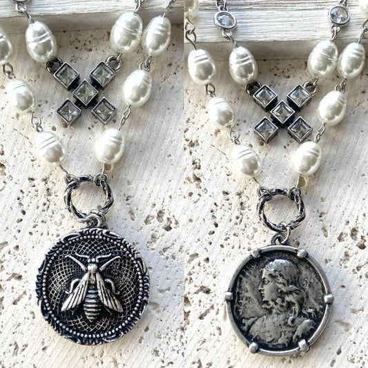 Joan of arc bee necklace French jewelry boutique salon 