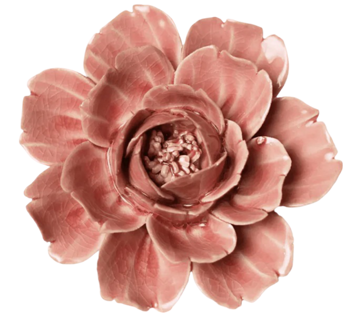 Champagne Pink Rose Ceramic Wall Flower