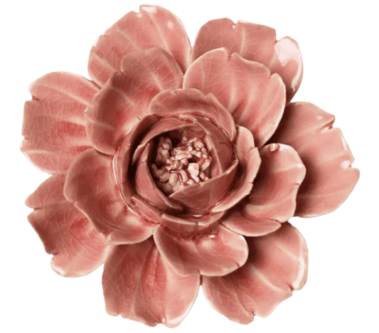 Champagne Pink Rose Ceramic Wall Flower