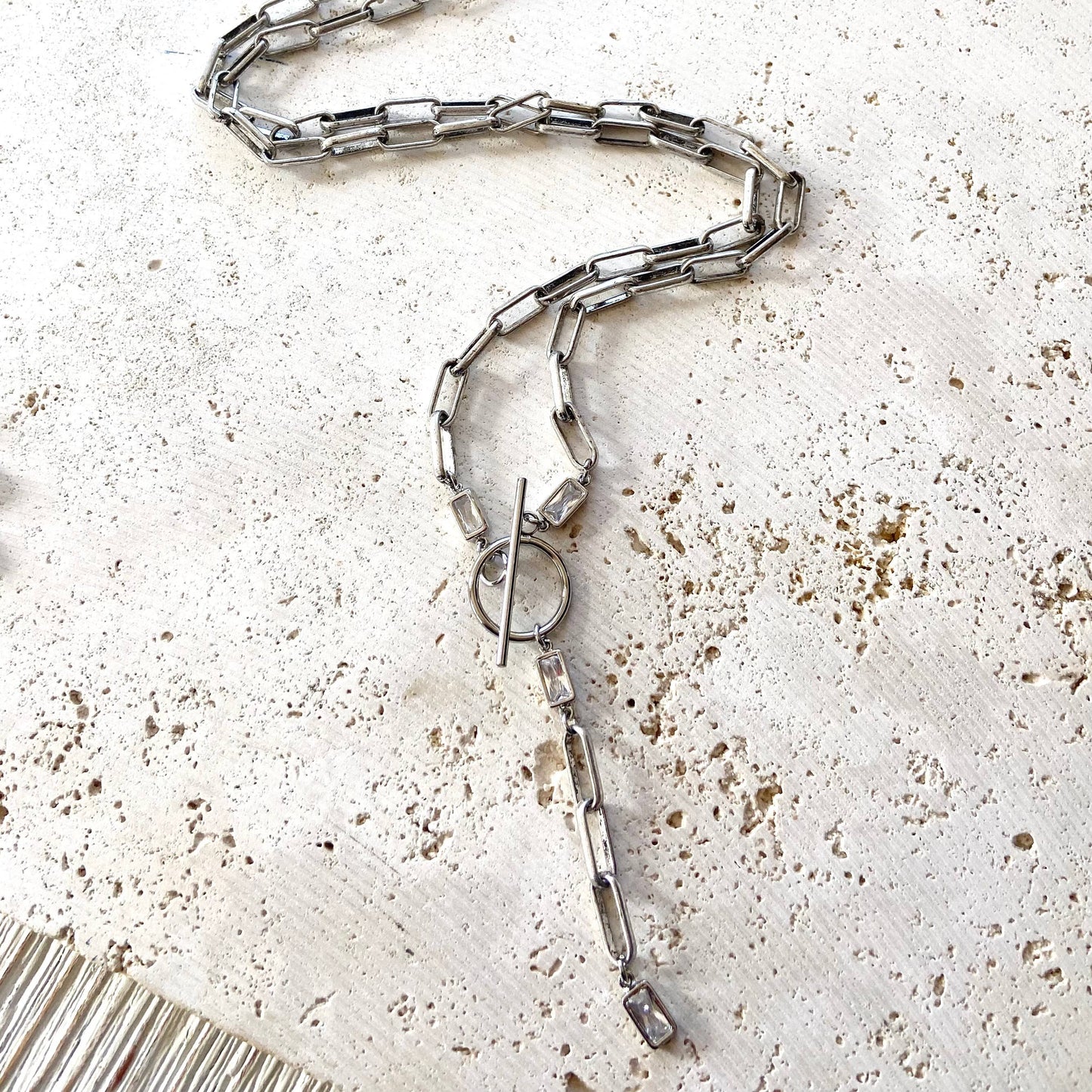 Paperclip wrap necklace burnished silver