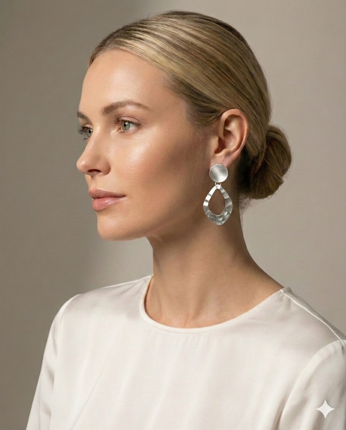 Silver Sculpted Hoop Statement Earrings | Handmade Jewelry