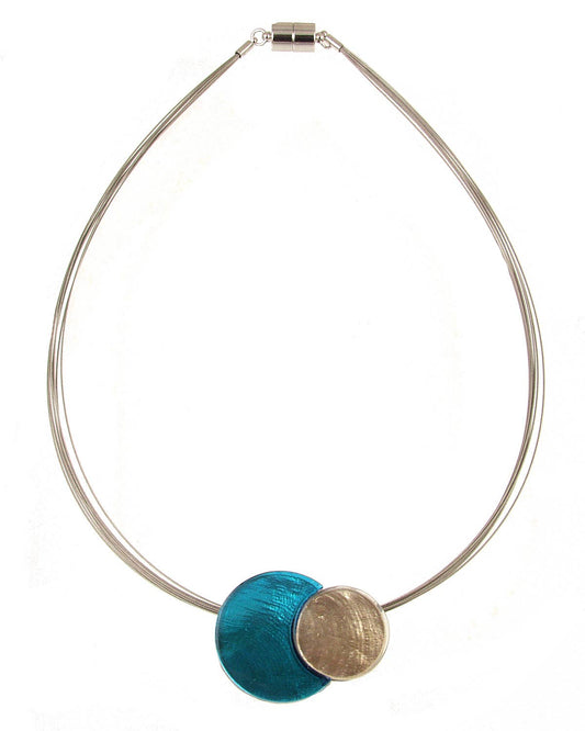 Eclipse Magnetic Necklace, Two-Tone Pendant Resin & Shell