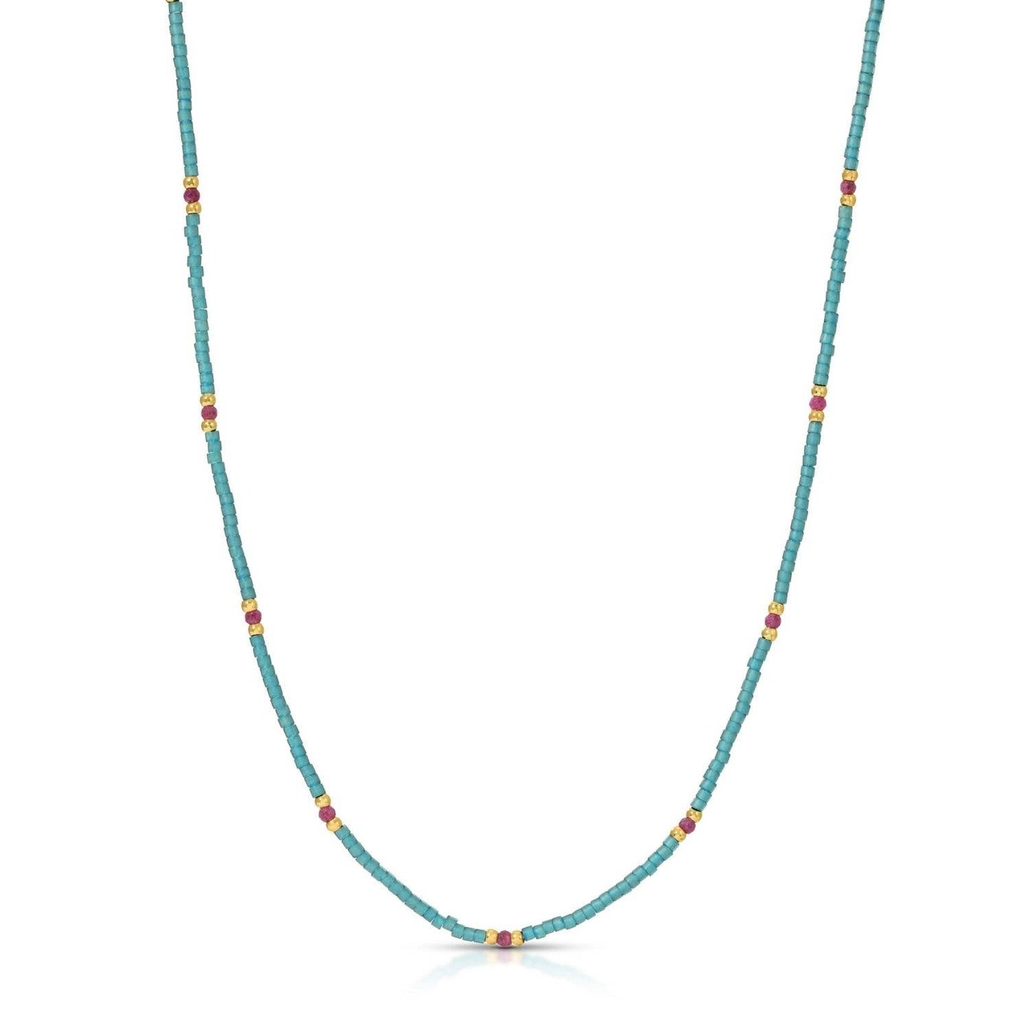 Miyuki Delica and 2mm Stone Necklace - Assorted